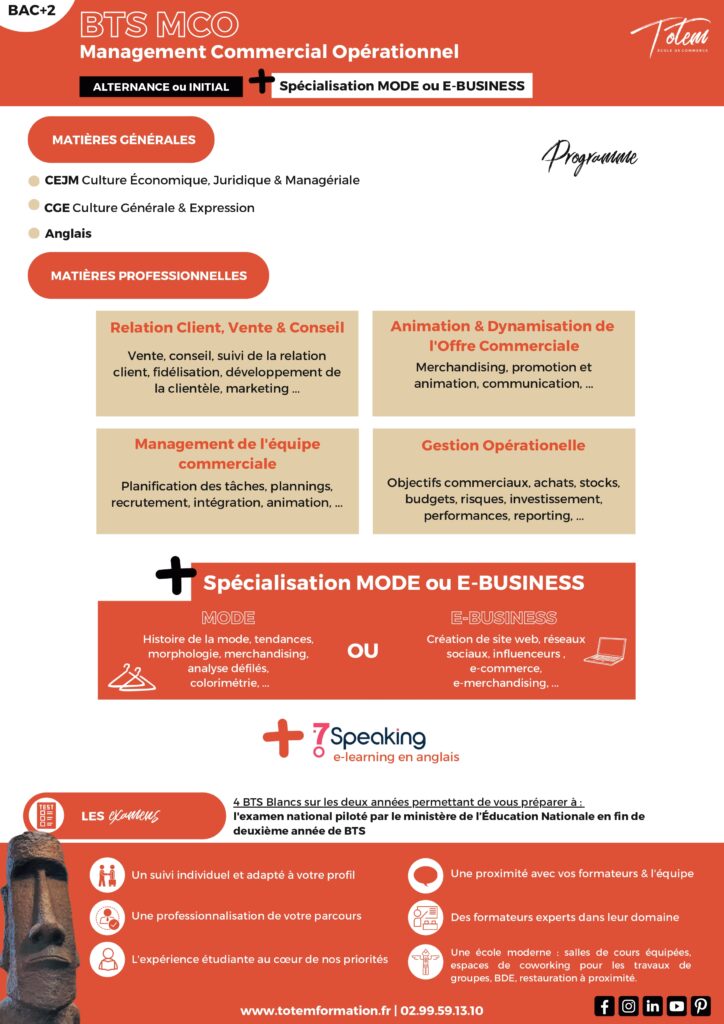 Plaquette BTS MCO réalisée par Totem Formation